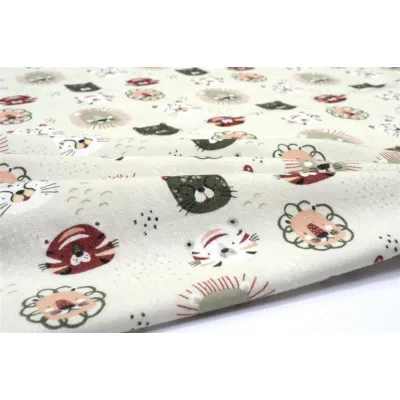Σεντονάκι Λίκνου bebe Big Cats 27 80X110 Light Olive 100%  Cotton