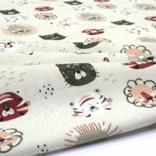 Σεντονάκι Λίκνου bebe Big Cats 27 80X110 Light Olive 100%  Cotton