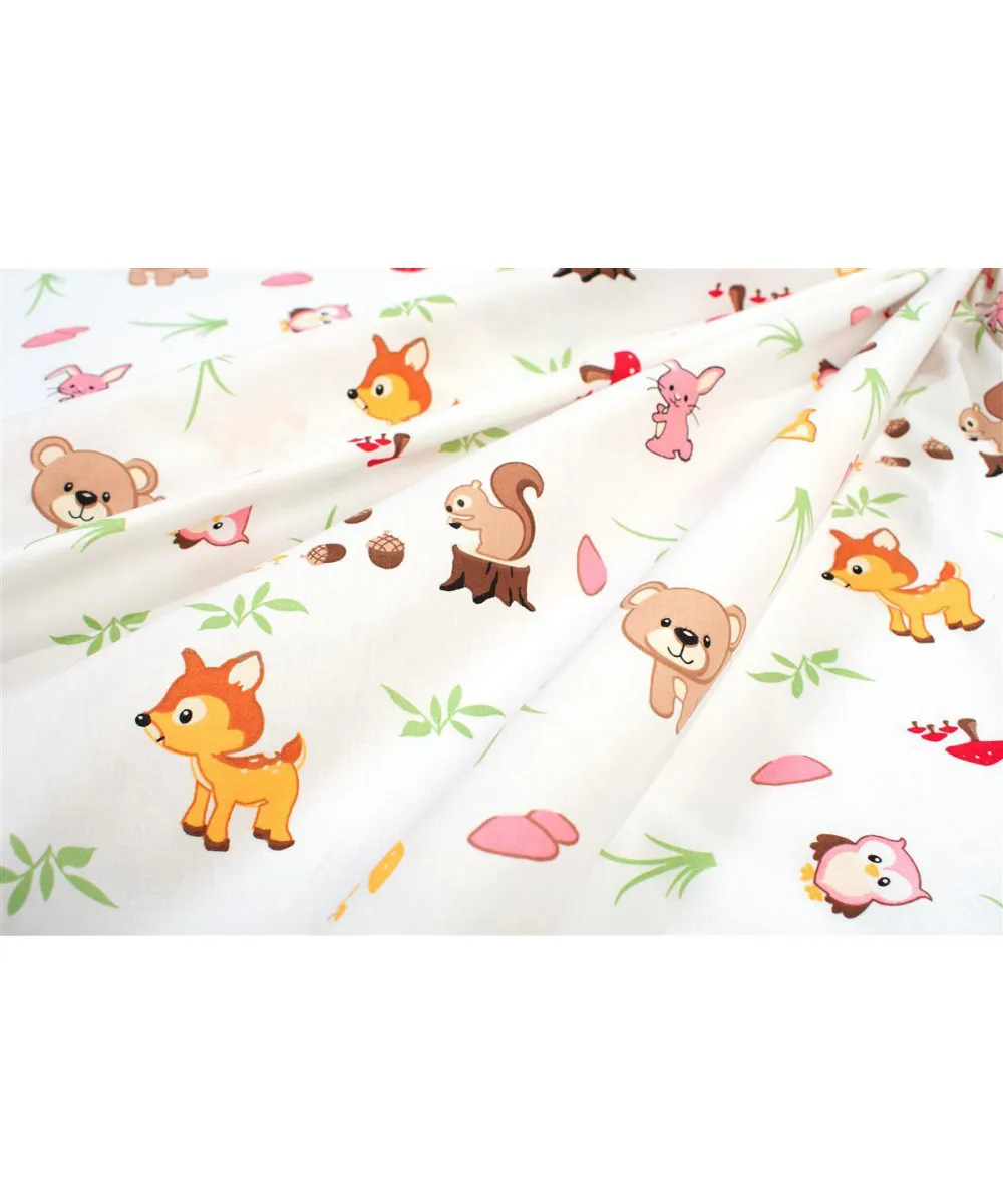 Κατωσέντονο Με Λάστιχο bebe Forest Animals 571 0,70X1,40X0,15 White-Pink 100%  Cotton