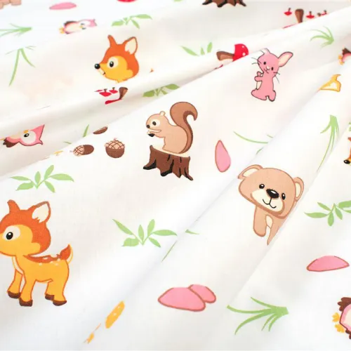 Κατωσέντονο Με Λάστιχο bebe Forest Animals 571 0,70X1,40X0,15 White-Pink 100%  Cotton