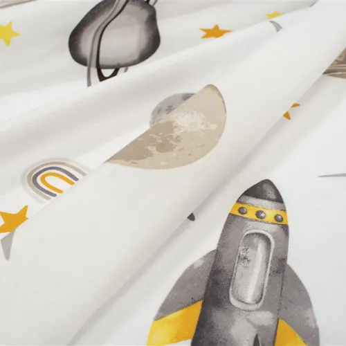 Κατωσέντονο Με Λάστιχο bebe Space Mission 183 0,70X1,40X0,15 White-Grey 100%  Cotton