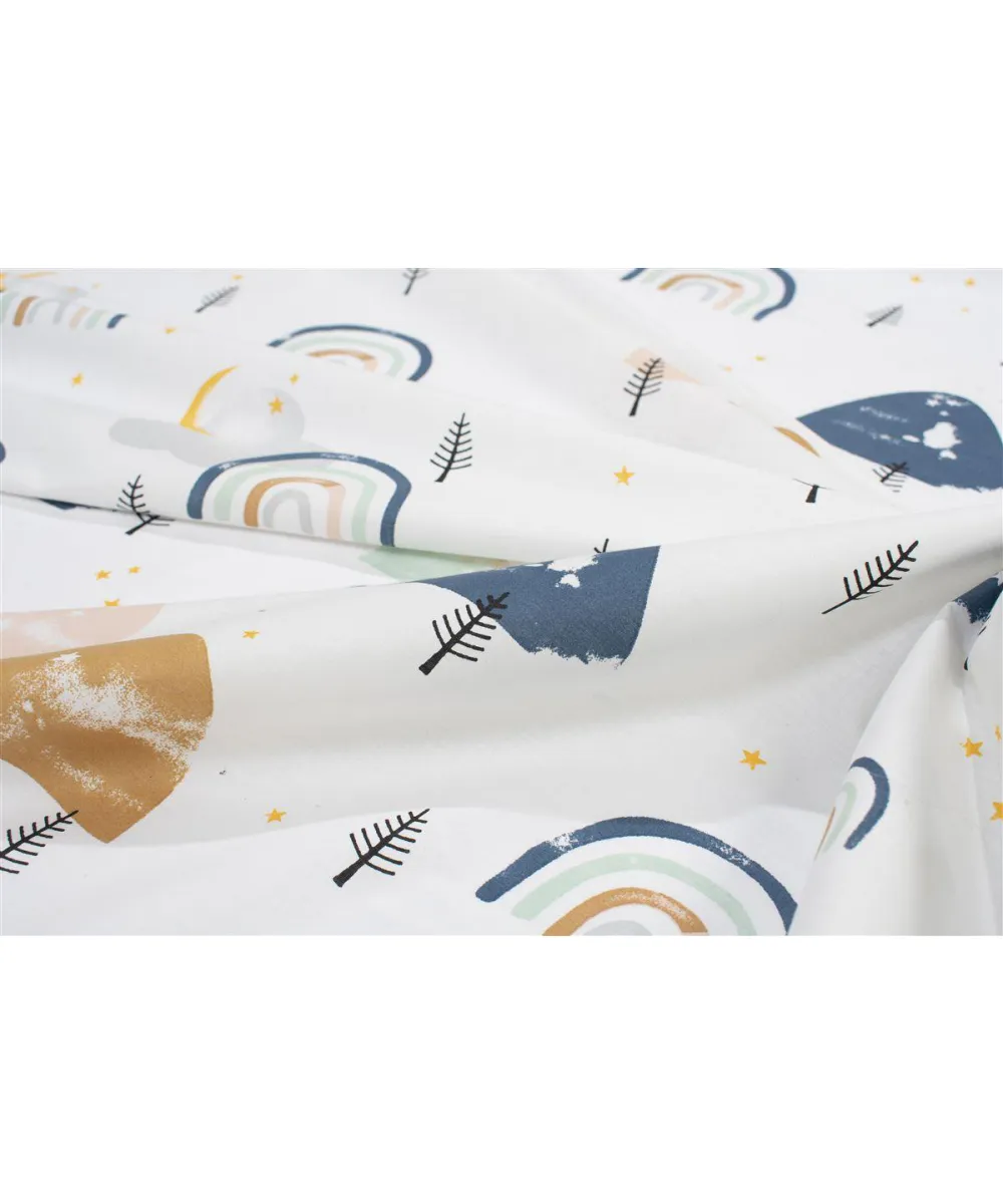 Κατωσέντονο Με Λάστιχο bebe Rainbow 574 0,70X1,40X0,15 White-Blue 100%  Cotton