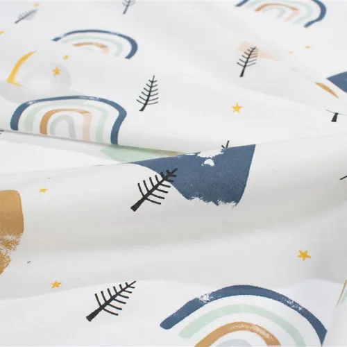 Κατωσέντονο Με Λάστιχο bebe Rainbow 574 0,70X1,40X0,15 White-Blue 100%  Cotton