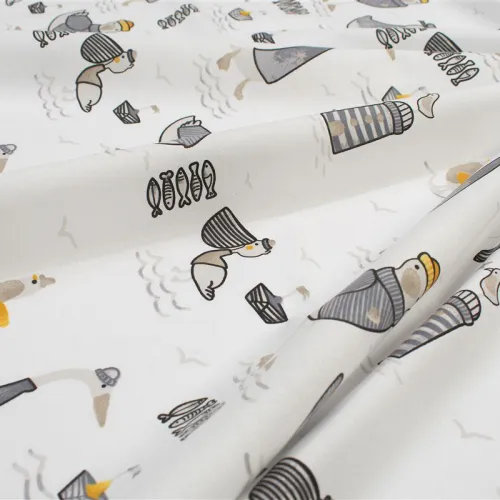Κατωσέντονο Με Λάστιχο bebe Seabirds 578 0,70X1,40X0,15 White-Grey 100%  Cotton