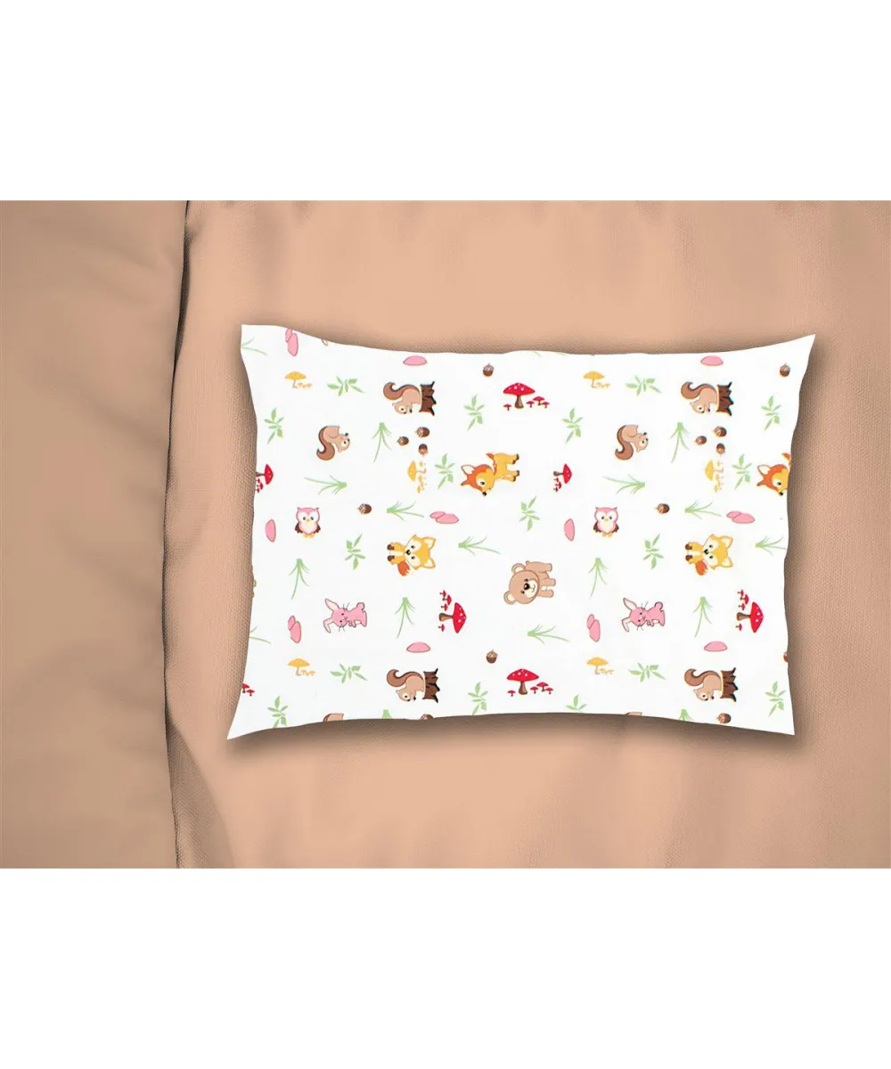 Μαξιλαροθήκη Εμπριμέ bebe Forest Animals 571 35X45 White-Pink 100%  Cotton