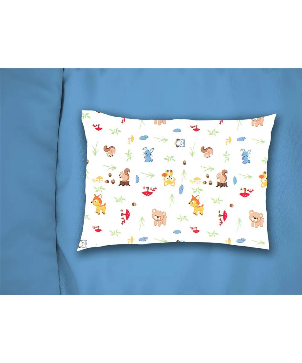 Μαξιλαροθήκη Εμπριμέ kids Forest Animals 570 50X70 White-Sky Blue 100%  Cotton