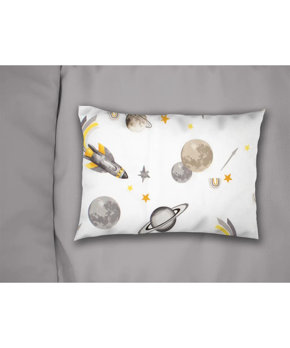 Μαξιλαροθήκη Εμπριμέ kids Space Mission 183 50X70 White-Grey 100%  Cotton