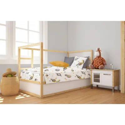 Παπλωματοθήκη Εμπριμέ bebe Space Mission 183 120X160 White-Grey 100%  Cotton