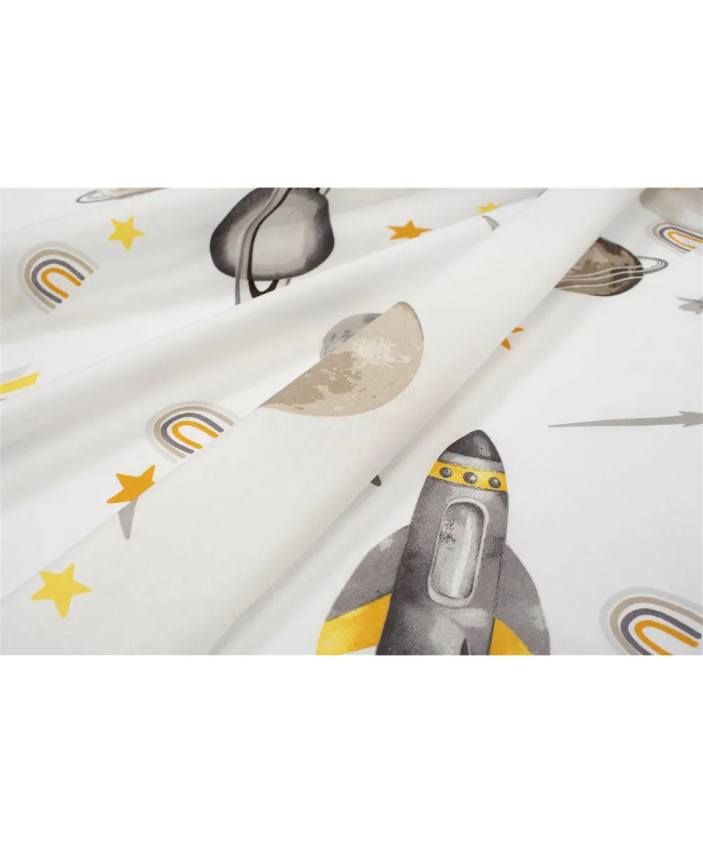 Σεντονάκι Λίκνου bebe Space Mission 183 80X110 White-Grey 100%  Cotton