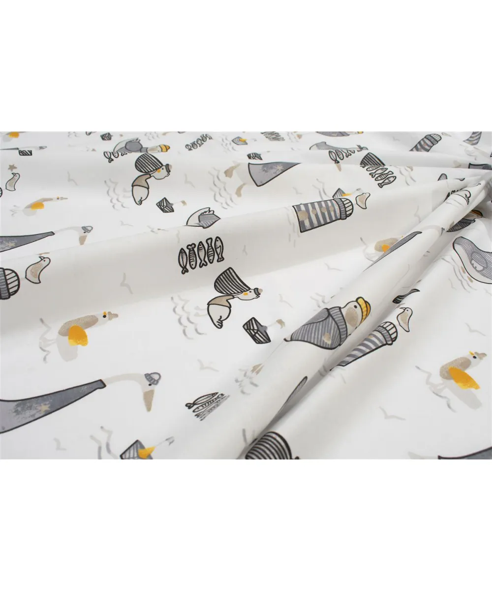 Σεντόνια Εμπριμέ Σετ 3 τεμ bebe Seabirds 578 120X160 White-Grey 100%  Cotton