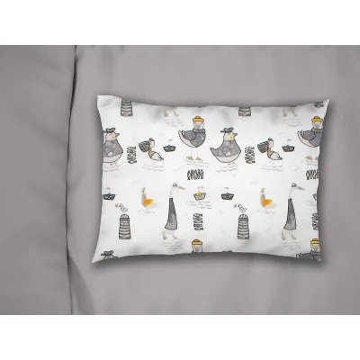 Μαξιλαροθήκη Εμπριμέ kids Seabirds 578 50X70 White-Grey 100%  Cotton