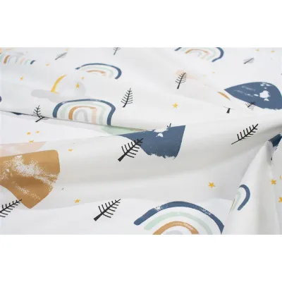 Σεντονάκι Λίκνου bebe Rainbow 574 80X110 White-Blue 100%  Cotton