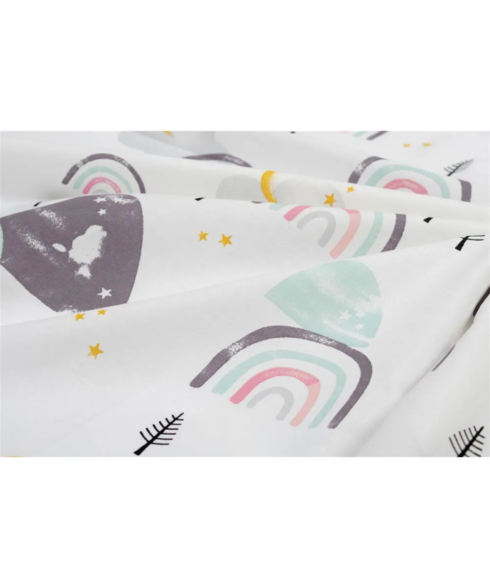 Σεντονάκι Λίκνου bebe Rainbow 575 80X110 White-Pink 100%  Cotton