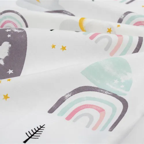 Σεντονάκι Λίκνου bebe Rainbow 575 80X110 White-Pink 100%  Cotton