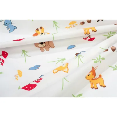 Σεντόνια Εμπριμέ Σετ 3 τεμ bebe Forest Animals 570 120X160 White-Sky Blue 100%  Cotton