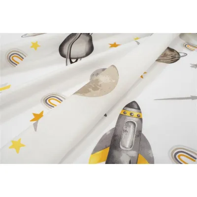 Σεντόνια Εμπριμέ Σετ 3 τεμ bebe Space Mission 183 120X160 White-Grey 100%  Cotton