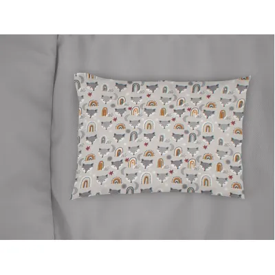 Μαξιλαροθήκη Εμπριμέ kids Fox 527 50X70 Grey 100%  Cotton
