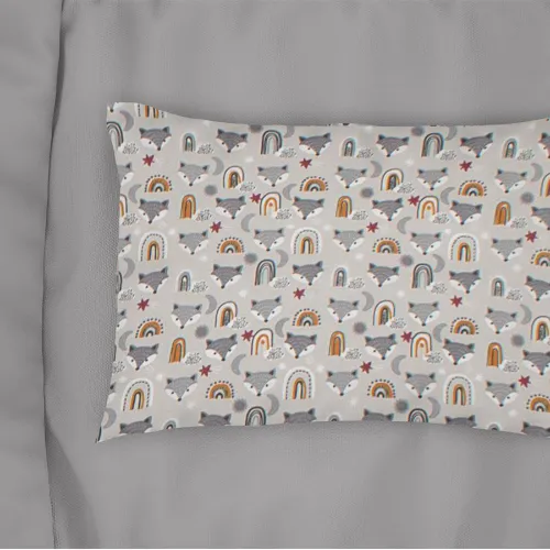 Μαξιλαροθήκη Εμπριμέ kids Fox 527 50X70 Grey 100%  Cotton
