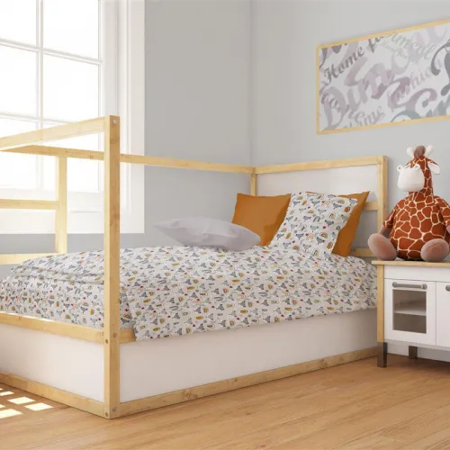 Παπλωματοθήκη Εμπριμέ bebe Fox 527 120X160 Grey 100%  Cotton