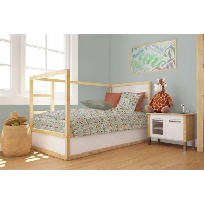 Παπλωματοθήκη Εμπριμέ bebe Fox 528 120X160 Pale Cyan 100%  Cotton