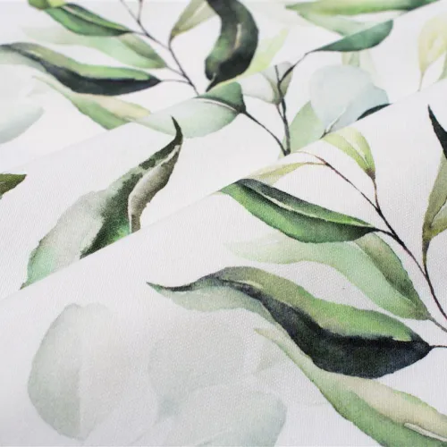 Αλέκιαστο Καρέ Ψηφιακής Εκτύπωσης Green Leaves 462 90X90 White-Green 70/30 Cott/Pol