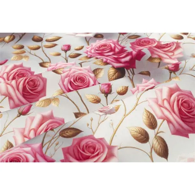 Αλέκιαστη Τραβέρσα Ψηφιακής Εκτύπωσης Roses 465 40X180 Grey-Pink 70/30 Cott/Pol