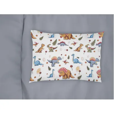 Μαξιλαροθήκη Εμπριμέ kids Dinosaur 519 50X70 White-Blue 100%  Cotton