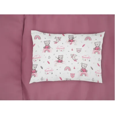 Μαξιλαροθήκη Εμπριμέ kids Cloudy Bear 582 50X70 White-Pink 100%  Cotton