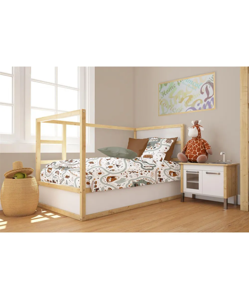 Παπλωματοθήκη Εμπριμέ bebe Countryside 580 120X160 White-Mint 100%  Cotton