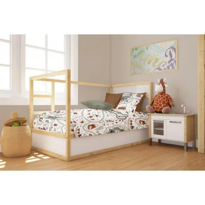 Παπλωματοθήκη Εμπριμέ bebe Countryside 580 120X160 White-Mint 100%  Cotton