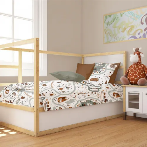 Παπλωματοθήκη Εμπριμέ bebe Countryside 580 120X160 White-Mint 100%  Cotton