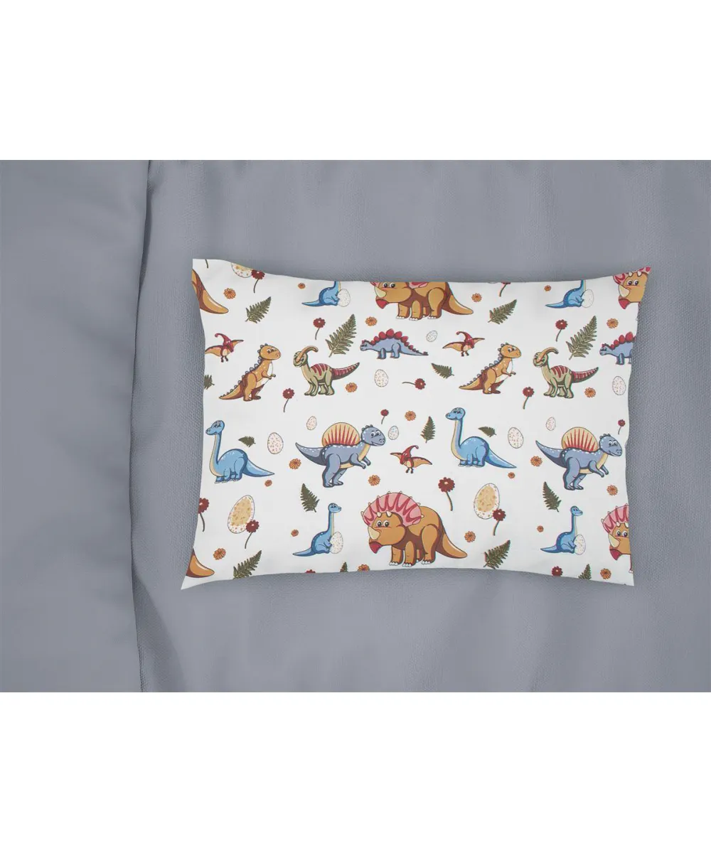 Μαξιλαροθήκη Εμπριμέ bebe Dinosaur 519 35X45 White-Blue 100%  Cotton