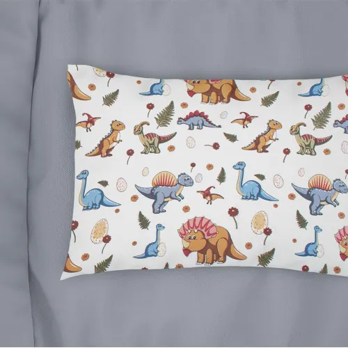 Μαξιλαροθήκη Εμπριμέ bebe Dinosaur 519 35X45 White-Blue 100%  Cotton