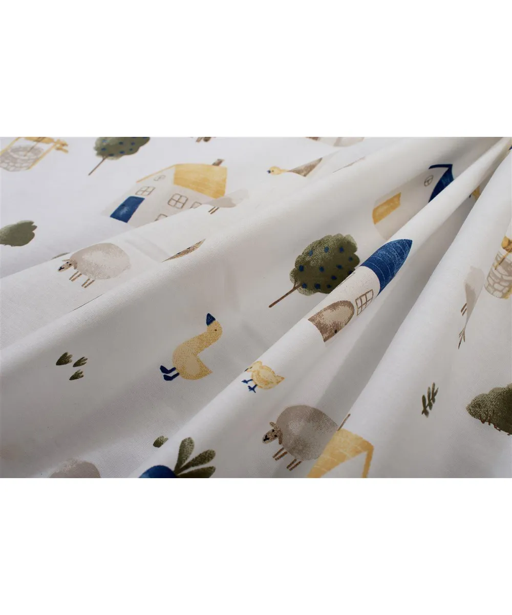 Σεντονάκι Λίκνου bebe Village 579 80X110 White-Green 100%  Cotton