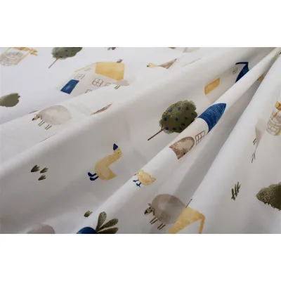 Σεντονάκι Λίκνου bebe Village 579 80X110 White-Green 100%  Cotton