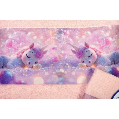 Πετσέτα Σετ 2 τεμ Με Ψηφιακή Εκτύπωση bebe Dreaming Unicorn 320 30X50,70X140 Pink 100%  Cotton