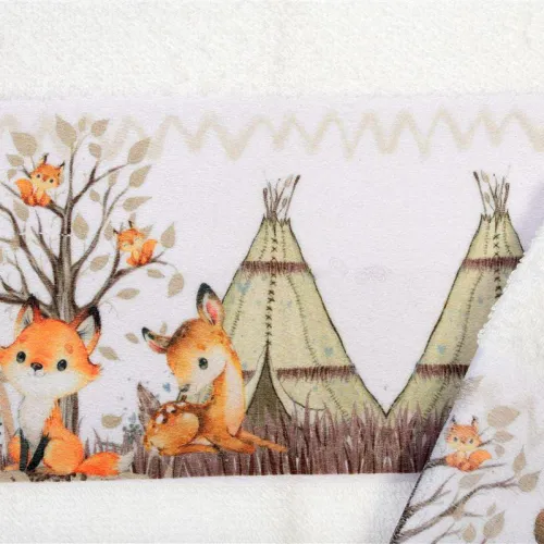 Πετσέτα Σετ 2 τεμ Με Ψηφιακή Εκτύπωση bebe Forest Animals 335 30X50,70X140 White 100%  Cotton