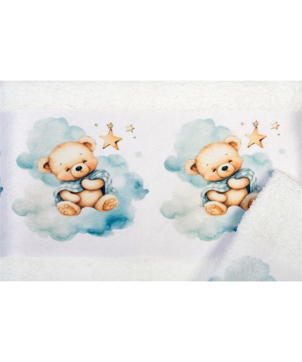 Πετσέτα Σετ 2 τεμ Με Ψηφιακή Εκτύπωση bebe Cute Bear 302 30X50,70X140 White 100%  Cotton