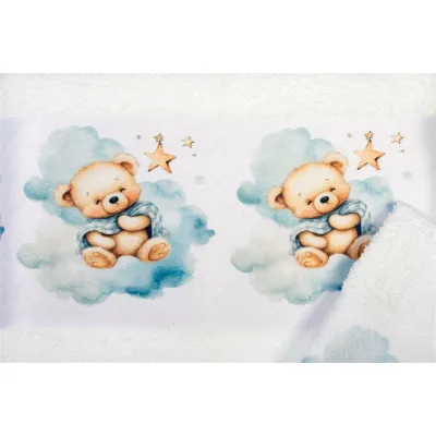 Πετσέτα Σετ 2 τεμ Με Ψηφιακή Εκτύπωση bebe Cute Bear 302 30X50,70X140 White 100%  Cotton