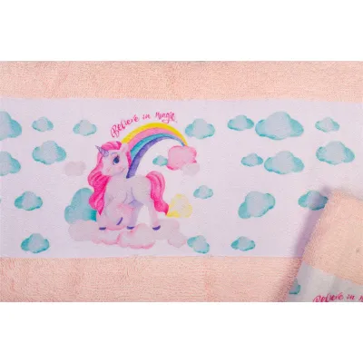 Πετσέτα Σετ 2 τεμ Με Ψηφιακή Εκτύπωση bebe Magic Unicorn 315 30X50,70X140 Pink 100%  Cotton