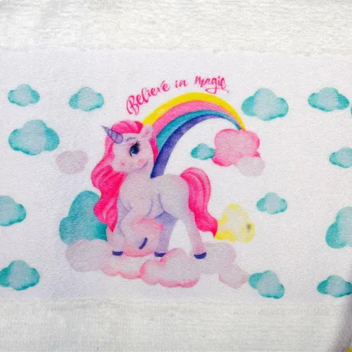 Πετσέτα Σετ 2 τεμ Με Ψηφιακή Εκτύπωση bebe Magic Unicorn 316 30X50,70X140 White 100%  Cotton