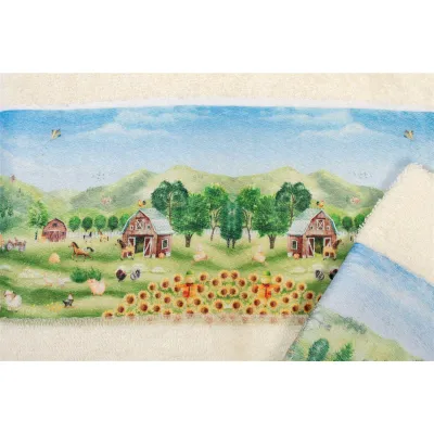 Πετσέτα Σετ 2 τεμ Με Ψηφιακή Εκτύπωση bebe Farm 341 30X50,70X140 Ecru 100%  Cotton