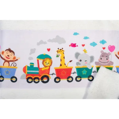 Πετσέτα Σετ 2 τεμ Με Ψηφιακή Εκτύπωση bebe Train 346 30X50,70X140 White 100%  Cotton