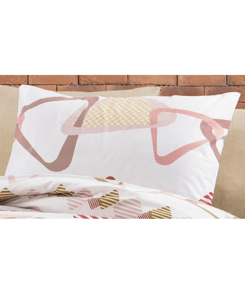 Μαξιλαροθήκη Εμπριμέ Δαρεία 490 50X70 White-Beige 70/30 Cott/Pol