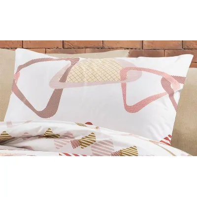 Μαξιλαροθήκη Εμπριμέ Δαρεία 490 50X70 White-Beige 70/30 Cott/Pol
