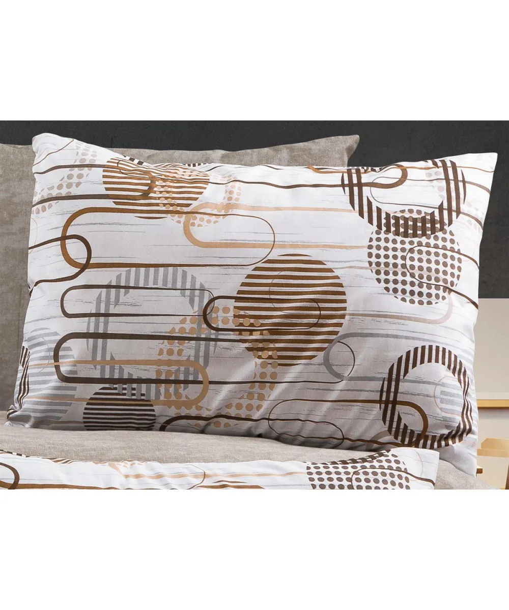 Μαξιλαροθήκη Εμπριμέ Διώνη 600 50X70 White-Mocha 70/30 Cott/Pol