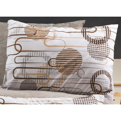 Μαξιλαροθήκη Εμπριμέ Διώνη 600 50X70 White-Mocha 70/30 Cott/Pol