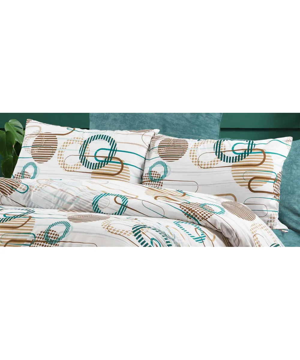 Μαξιλαροθήκη Εμπριμέ Διώνη 601 50X70 White-Petrol 70/30 Cott/Pol