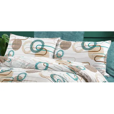 Μαξιλαροθήκη Εμπριμέ Διώνη 601 50X70 White-Petrol 70/30 Cott/Pol