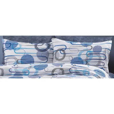 Μαξιλαροθήκη Εμπριμέ Διώνη 602 50X70 White-Blue 70/30 Cott/Pol